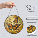 Monarch Butterfly Pair & Berry Branch Stained Glass Suncatcher