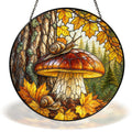 Two snails on a woodland mushroom stained glass suncatcher