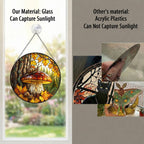 Two Snails & Woodland Mushroom Stained Glass Suncatcher