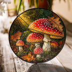 Fly Agaric Mushroom Cluster Stained Glass Suncatcher