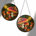 Fly Agaric Mushroom Cluster Stained Glass Suncatcher