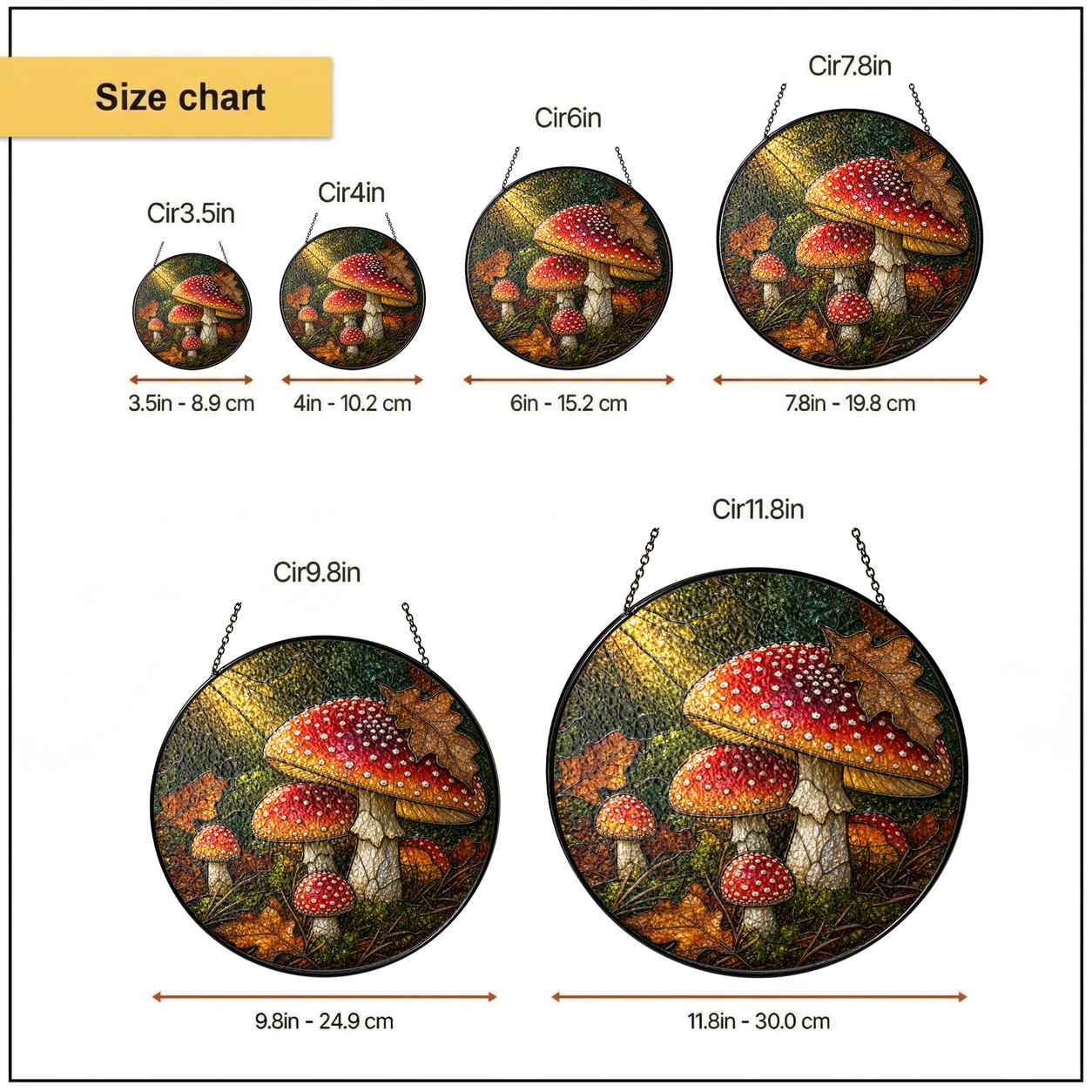 Fly Agaric Mushroom Cluster Stained Glass Suncatcher