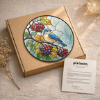 Bluebird & Berry Branch Stained Glass Suncatcher