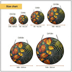 Autumn Leaves & Spider Web Stained Glass Suncatcher
