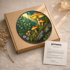 Golden Forest Mushrooms Stained Glass Suncatcher