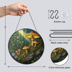 Golden Forest Mushrooms Stained Glass Suncatcher