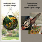 Golden Forest Mushrooms Stained Glass Suncatcher