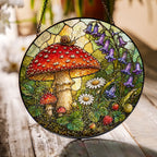 Toadstool, Snail & Woodland Blooms Stained Glass Suncatcher