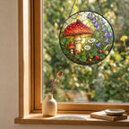 Toadstool, Snail & Woodland Blooms Stained Glass Suncatcher