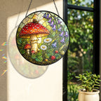 Toadstool, Snail & Woodland Blooms Stained Glass Suncatcher