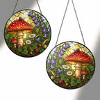 Toadstool, Snail & Woodland Blooms Stained Glass Suncatcher