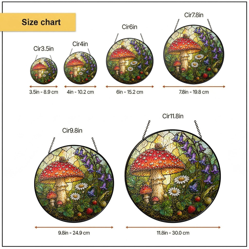 Toadstool, Snail & Woodland Blooms Stained Glass Suncatcher