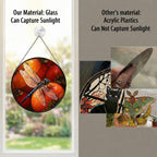Dragonfly & Autumn Pumpkins Stained Glass Suncatcher