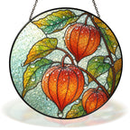 Chinese lantern physalis stained glass suncatcher