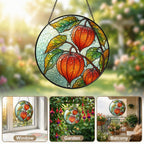 Chinese Lantern Physalis Stained Glass Suncatcher