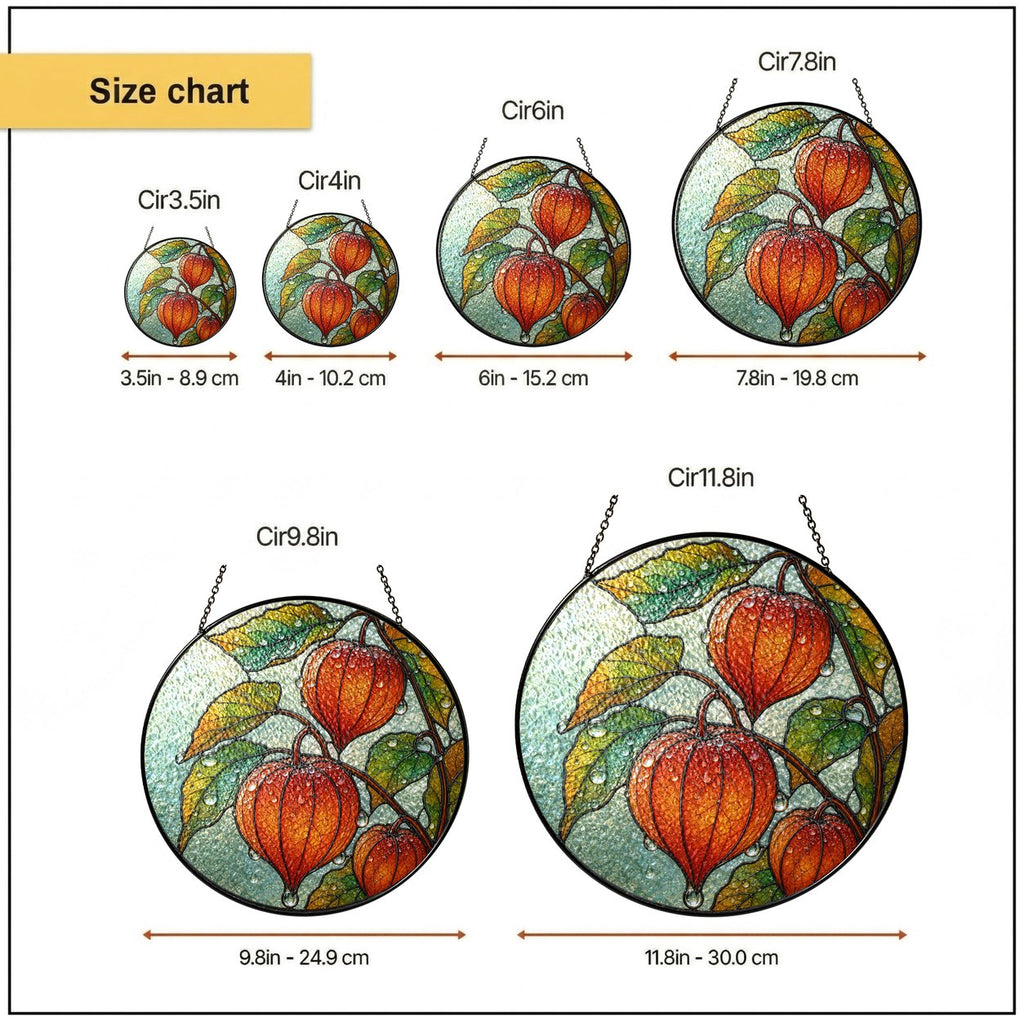 Chinese Lantern Physalis Stained Glass Suncatcher