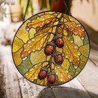 Oak Leaves & Acorns Stained Glass Suncatcher