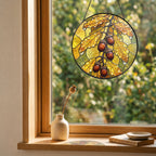Oak Leaves & Acorns Stained Glass Suncatcher
