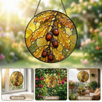 Oak Leaves & Acorns Stained Glass Suncatcher