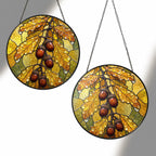 Oak Leaves & Acorns Stained Glass Suncatcher
