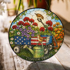 Personalized Patriotic Garden Cart Stained Glass Suncatcher