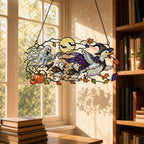 Ghosts and Ravens under the Harvest Moon window hanging suncatcher with rainbow light reflections