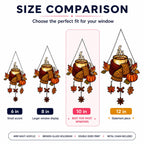 Size comparison chart for the Cozy Autumn Coffee Mug with Pumpkins suncatcher: 6, 8, 10 and 12 inch options