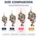 Size comparison chart for the Spider Web with Autumn Berries suncatcher: 6, 8, 10 and 12 inch options
