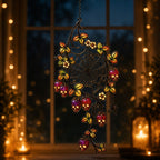Spider Web with Autumn Berries holographic suncatcher with sunlight passing through the acrylic