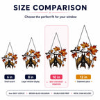 Size comparison chart for the Sleeping Bat under Maple Branch suncatcher: 6, 8, 10 and 12 inch options