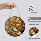 Cozy Autumn Reading Nook Stained Glass Suncatcher