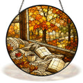Cozy Autumn Reading Nook Stained Glass Suncatcher