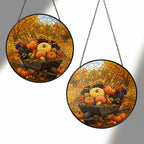 Pumpkin Wheelbarrow Autumn Stained Glass Suncatcher