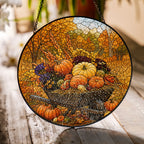 Pumpkin Wheelbarrow Autumn Stained Glass Suncatcher