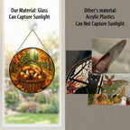 Autumn Mushroom Foraging Basket Stained Glass Suncatcher