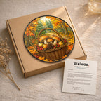 Autumn Mushroom Foraging Basket Stained Glass Suncatcher
