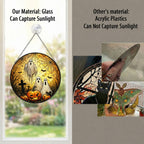 Halloween Ghosts & Jack-o'-Lantern Graveyard Stained Glass Suncatcher