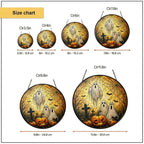 Halloween Ghosts & Jack-o'-Lantern Graveyard Stained Glass Suncatcher