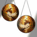 Ghost Witch on a Broomstick Stained Glass Suncatcher