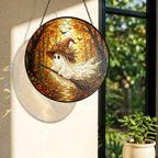 Ghost Witch on a Broomstick Stained Glass Suncatcher