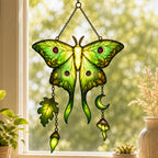 Luna Moth Moon & Mushroom Holographic Acrylic Suncatcher