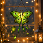 Luna Moth Moon & Mushroom Holographic Acrylic Suncatcher
