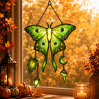 Luna Moth Moon & Mushroom Holographic Acrylic Suncatcher