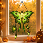 Luna Moth Moon & Mushroom Holographic Acrylic Suncatcher