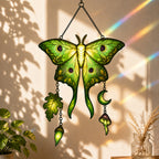 Luna Moth Moon & Mushroom Holographic Acrylic Suncatcher