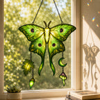 Luna Moth Moon & Mushroom Holographic Acrylic Suncatcher