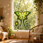 Luna Moth Moon & Mushroom Holographic Acrylic Suncatcher