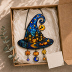 Haunted House Witch Hat Holographic Acrylic Suncatcher