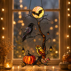 Raven & Owl Moonlit Branch Holographic Acrylic Suncatcher