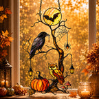 Raven & Owl Moonlit Branch Holographic Acrylic Suncatcher